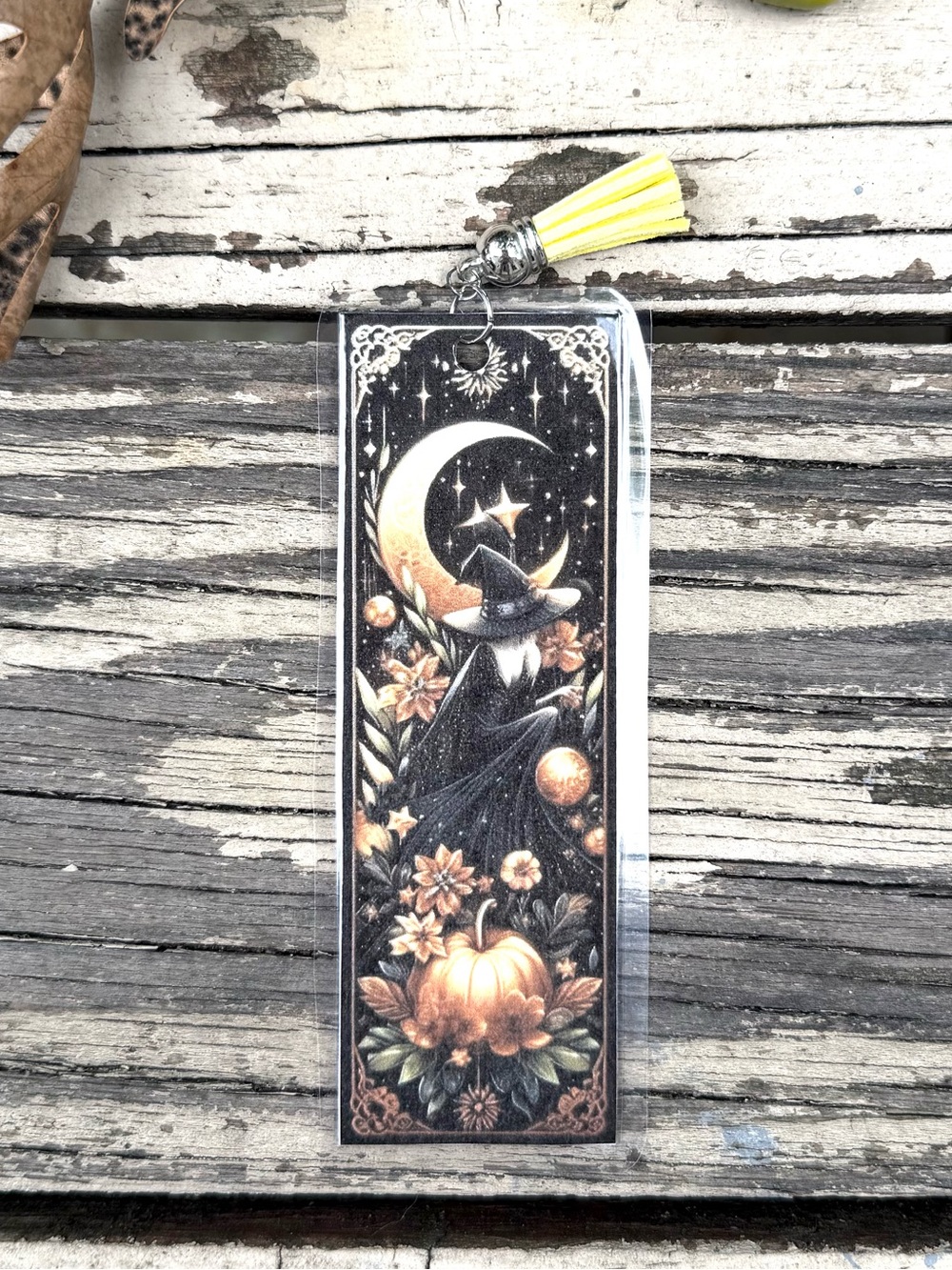 Hand Crafted double-sided laminated bookmark with faux leather tassel